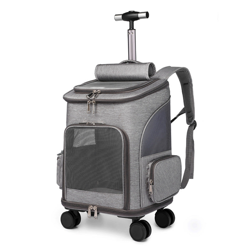 Space Capsule Pet Carrier Backpack with Wheels - Airline Approved Cat Dog Travel Trolley Bag