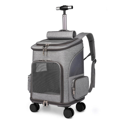 Space Capsule Pet Carrier Backpack with Wheels - Airline Approved Cat Dog Travel Trolley Bag