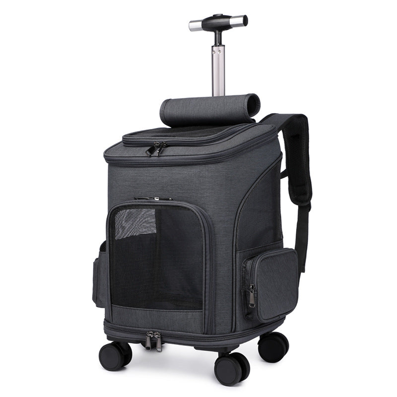 Space Capsule Pet Carrier Backpack with Wheels - Airline Approved Cat Dog Travel Trolley Bag