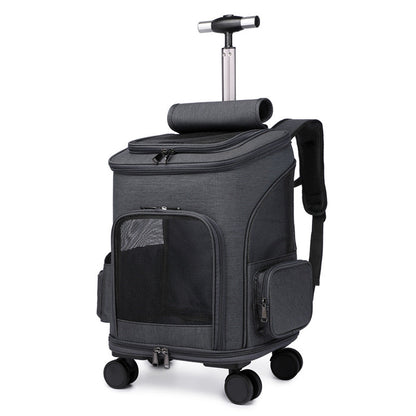 Space Capsule Pet Carrier Backpack with Wheels - Airline Approved Cat Dog Travel Trolley Bag