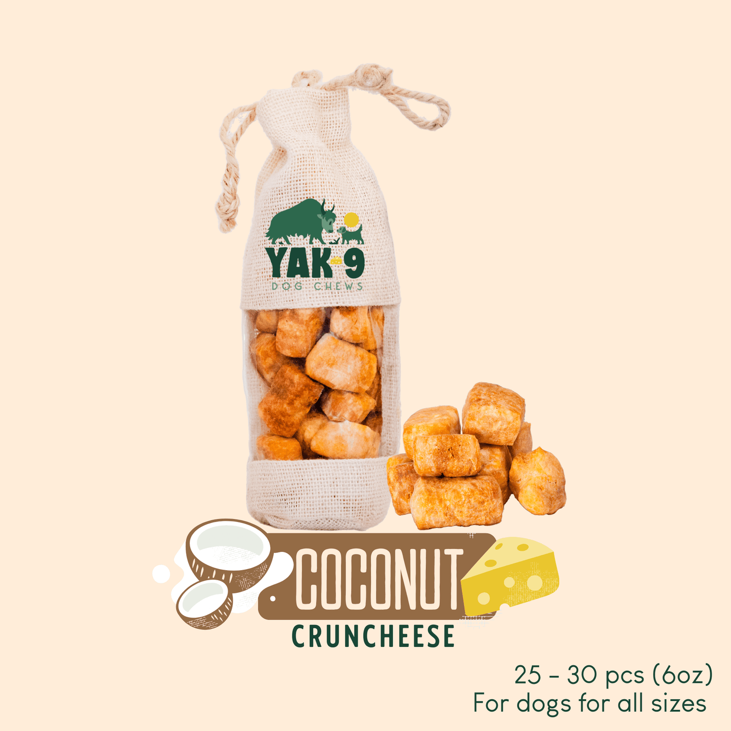 CrunCheese Yak Cheese Treats for Dogs - 6 oz