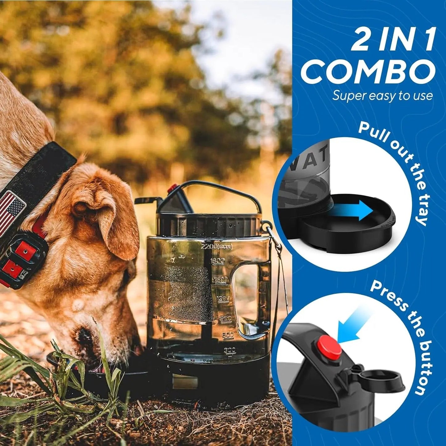 Portable Dog Travel Water Bottle Leak Proof Bowl for Hiking Large Dogs