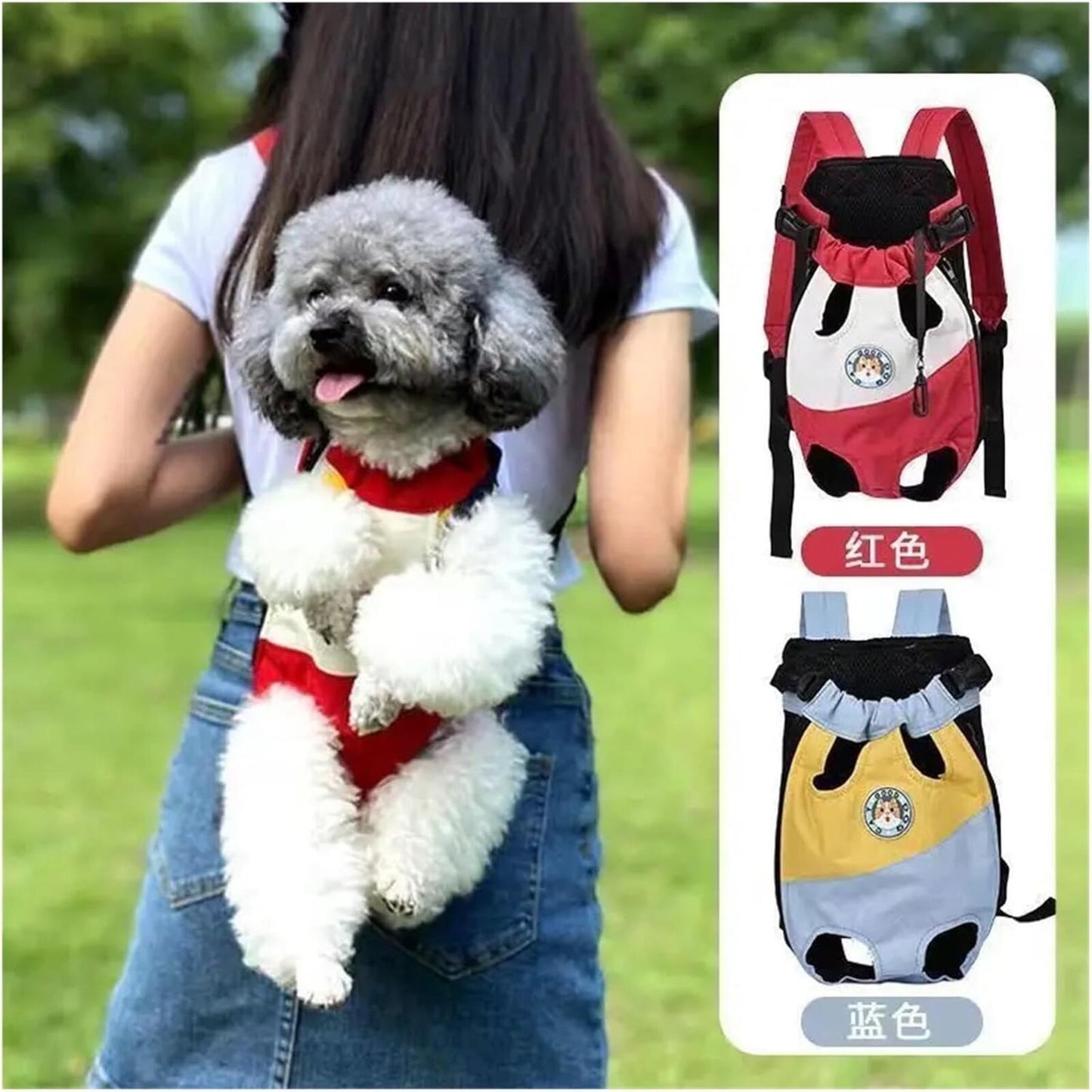 Pet Carrier Backpack Red and White Adjustable Dog Carrier for Small Dogs