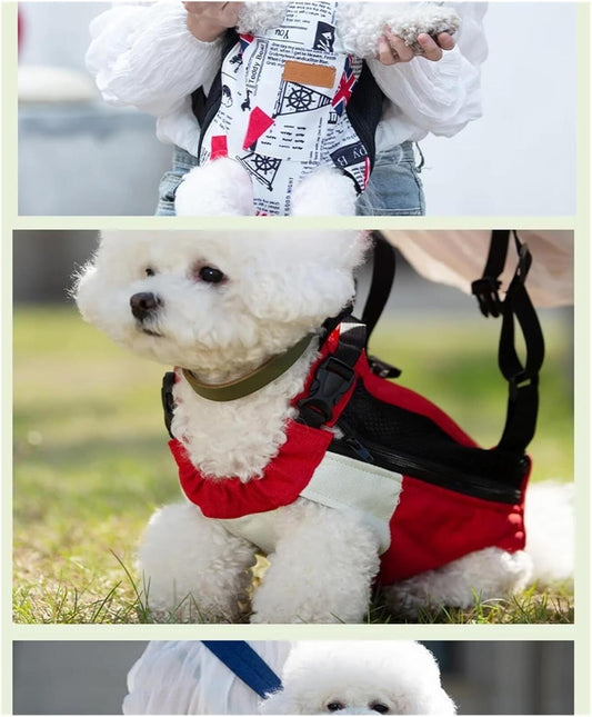 Pet Carrier Backpack Red and White Adjustable Dog Carrier for Small Dogs