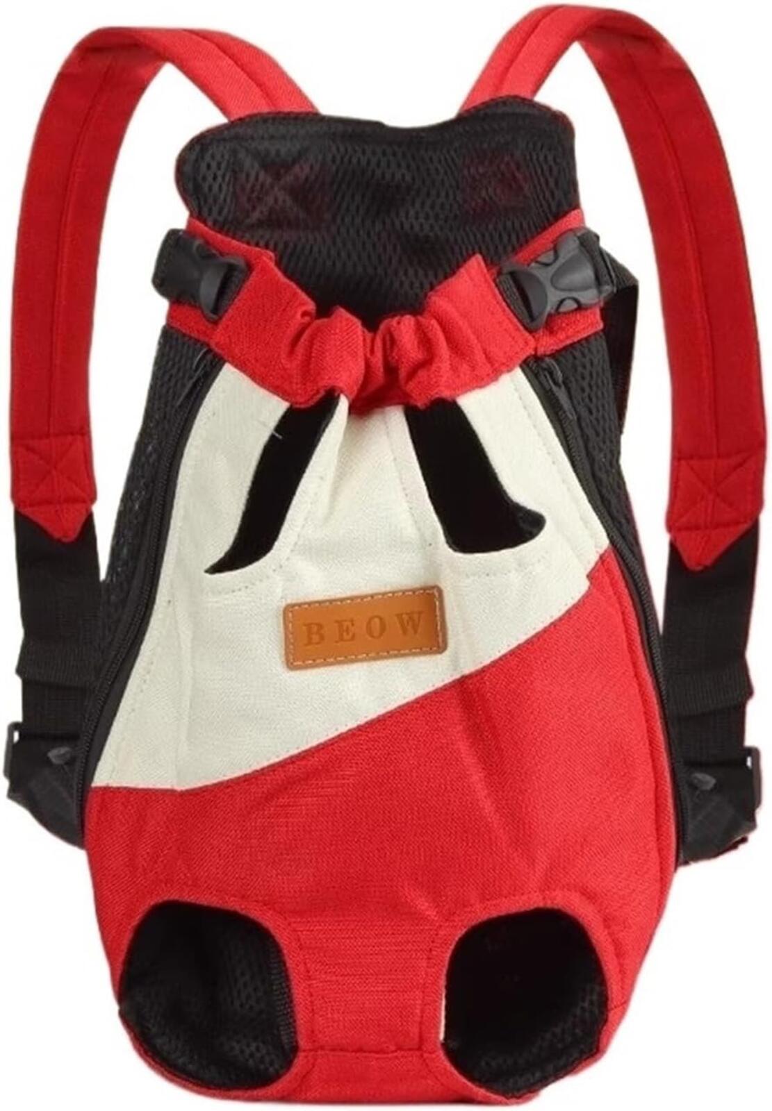 Pet Carrier Backpack Red and White Adjustable Dog Carrier for Small Dogs