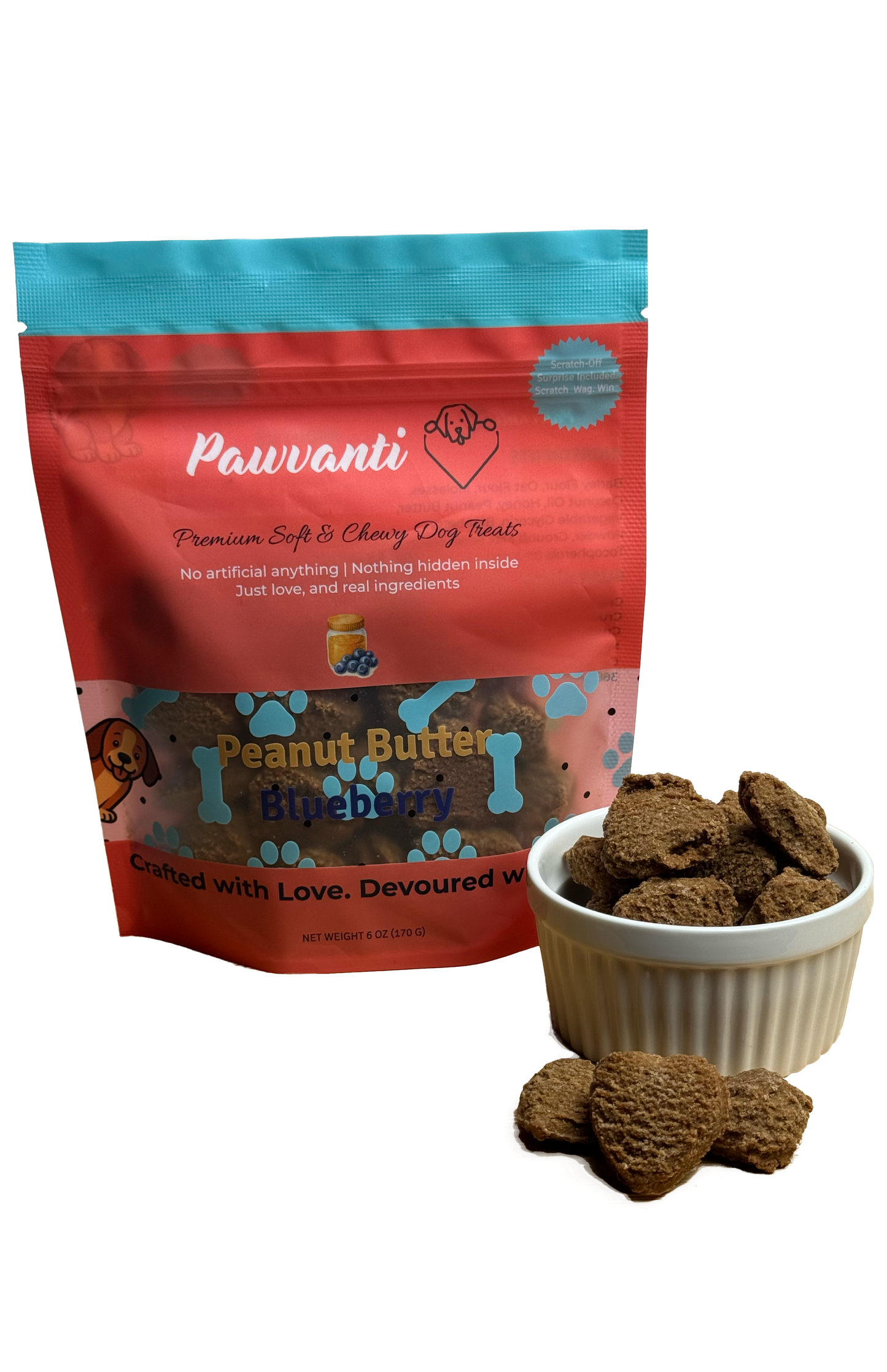 Peanut Butter Blueberry Soft and Chewy Dog Treats