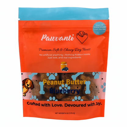 Peanut Butter Blueberry Soft and Chewy Dog Treats