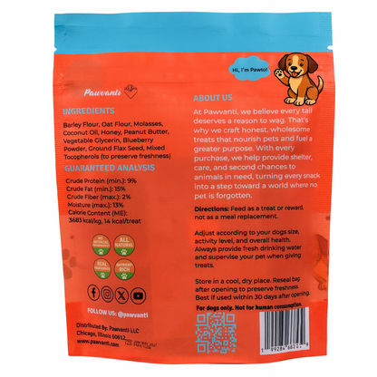 Peanut Butter Blueberry Soft and Chewy Dog Treats