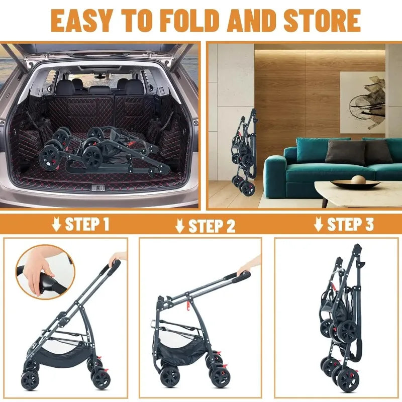 3-in-1 Pet Dog Stroller Dog Wagon with Removable Carrier Cat Stroller