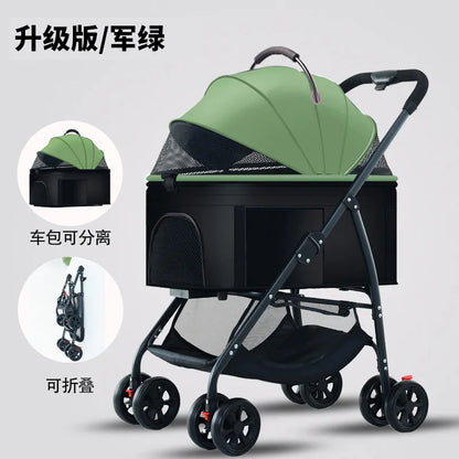 3-in-1 Pet Dog Stroller Dog Wagon with Removable Carrier Cat Stroller