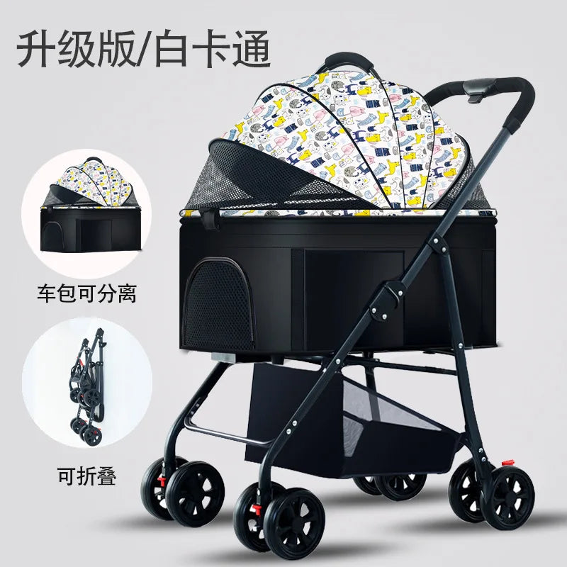 3-in-1 Pet Dog Stroller Dog Wagon with Removable Carrier Cat Stroller