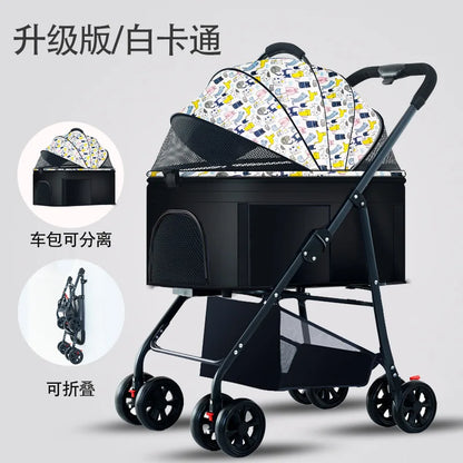 3-in-1 Pet Dog Stroller Dog Wagon with Removable Carrier Cat Stroller