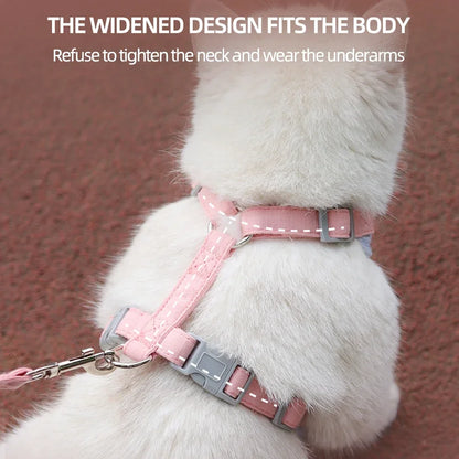 Cat Puppy Outdoor Walking Supplies Fashion Pet Harness and Leash Set for Small Dogs Cats Breathable Durable Kitten Harnesses