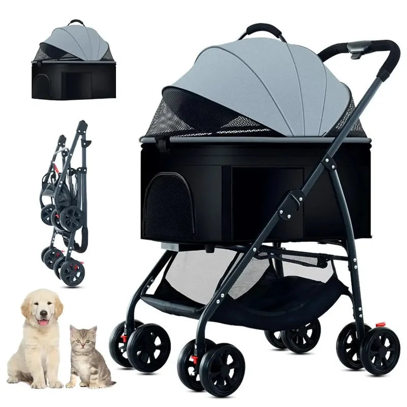 3-in-1 Pet Dog Stroller Dog Wagon with Removable Carrier Cat Stroller