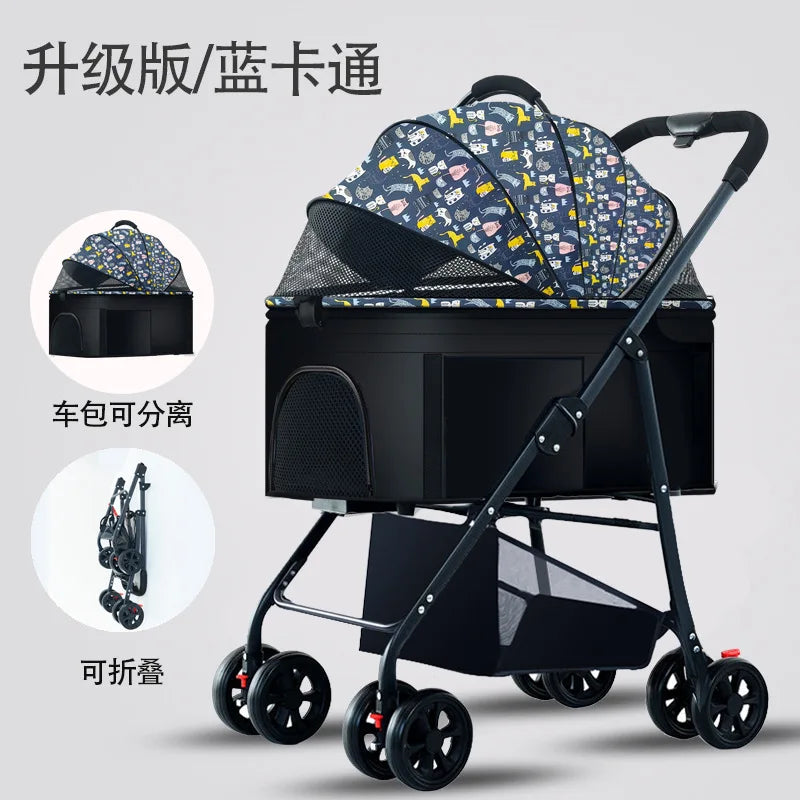 3-in-1 Pet Dog Stroller Dog Wagon with Removable Carrier Cat Stroller