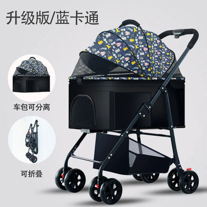 3-in-1 Pet Dog Stroller Dog Wagon with Removable Carrier Cat Stroller