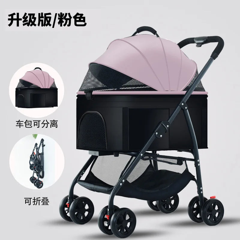 3-in-1 Pet Dog Stroller Dog Wagon with Removable Carrier Cat Stroller