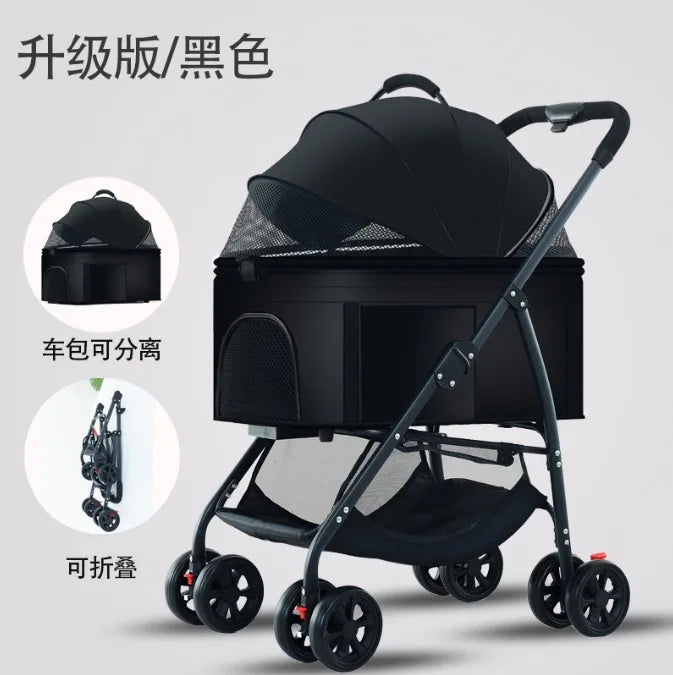 3-in-1 Pet Dog Stroller Dog Wagon with Removable Carrier Cat Stroller