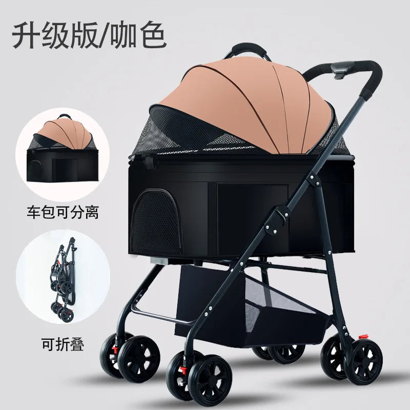 3-in-1 Pet Dog Stroller Dog Wagon with Removable Carrier Cat Stroller
