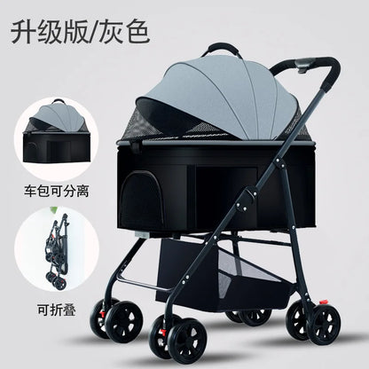 3-in-1 Pet Dog Stroller Dog Wagon with Removable Carrier Cat Stroller