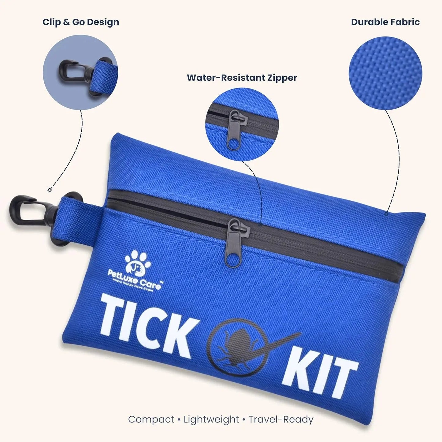 Tick Remover Kit Hooks Comb Stainless Steel Tool Dogs Cats Travel First Aid