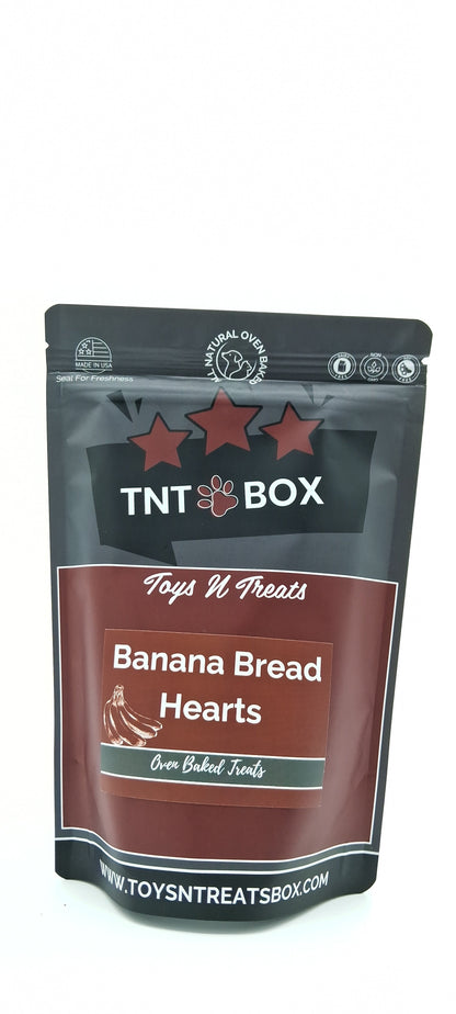 Banana Bread Hearts Dog Treats - All Natural Oven Baked
