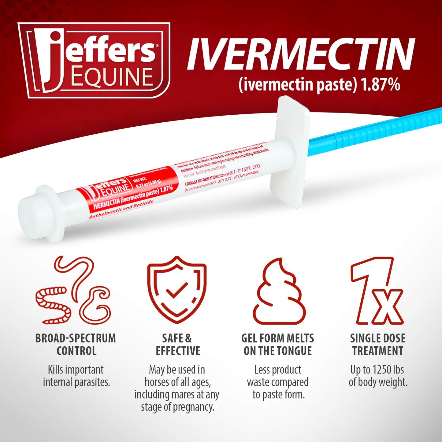 Jeffers Ivermectin Horse Dewormer Gel, Apple Flavored