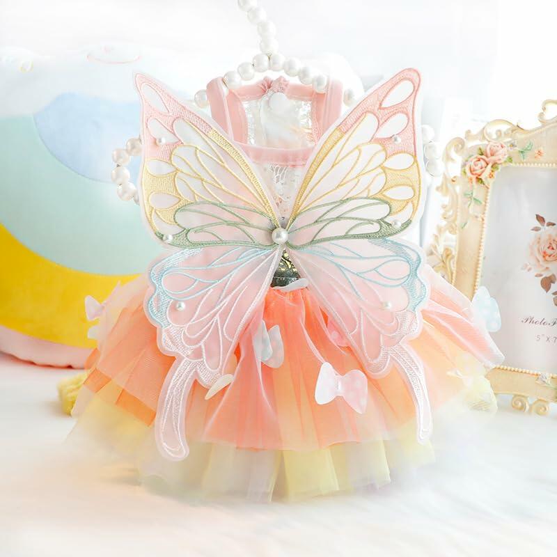 Dog Princess Dress Small Dogs Butterfly Costume Pet Girl Outfit XL Summer
