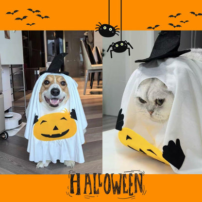 Dog Cat Halloween Pumpkin Ghost Costume Funny Cute Pet Outfit Medium