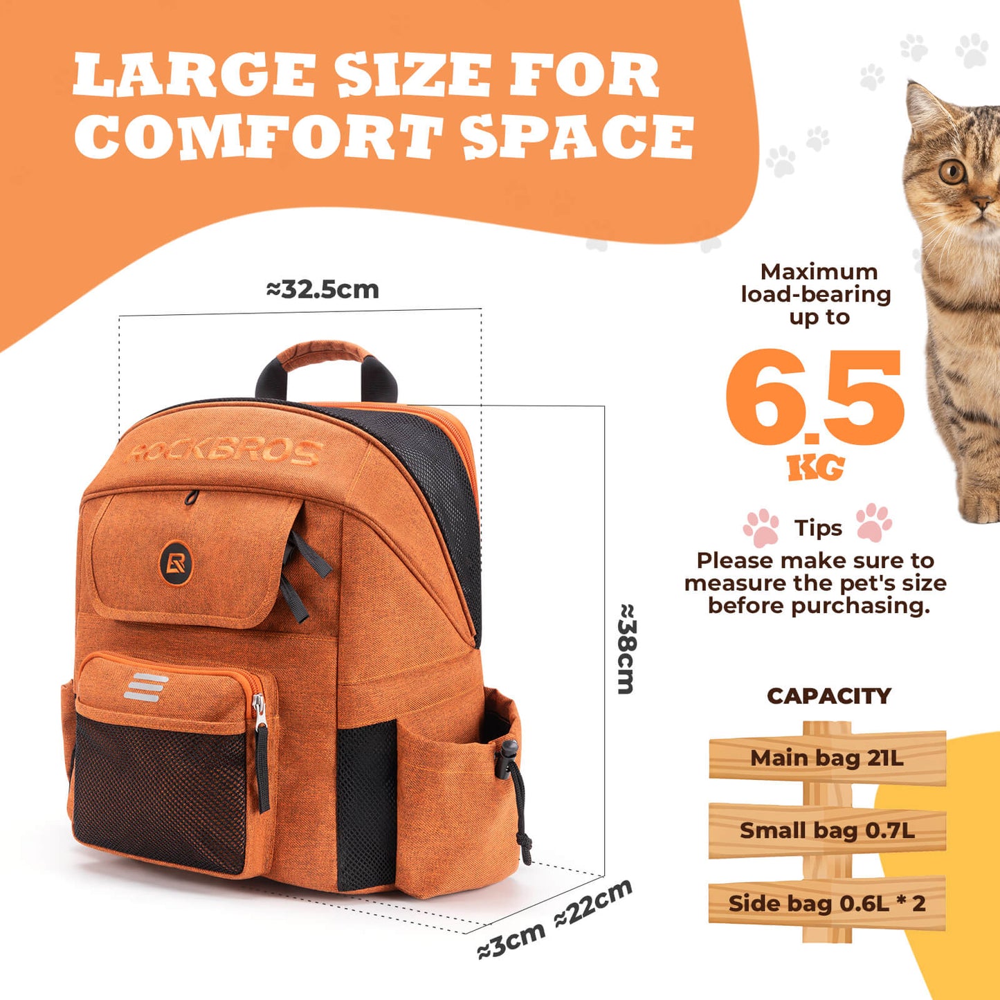 Foldable Pet Handlebar Bike Bag - 21L